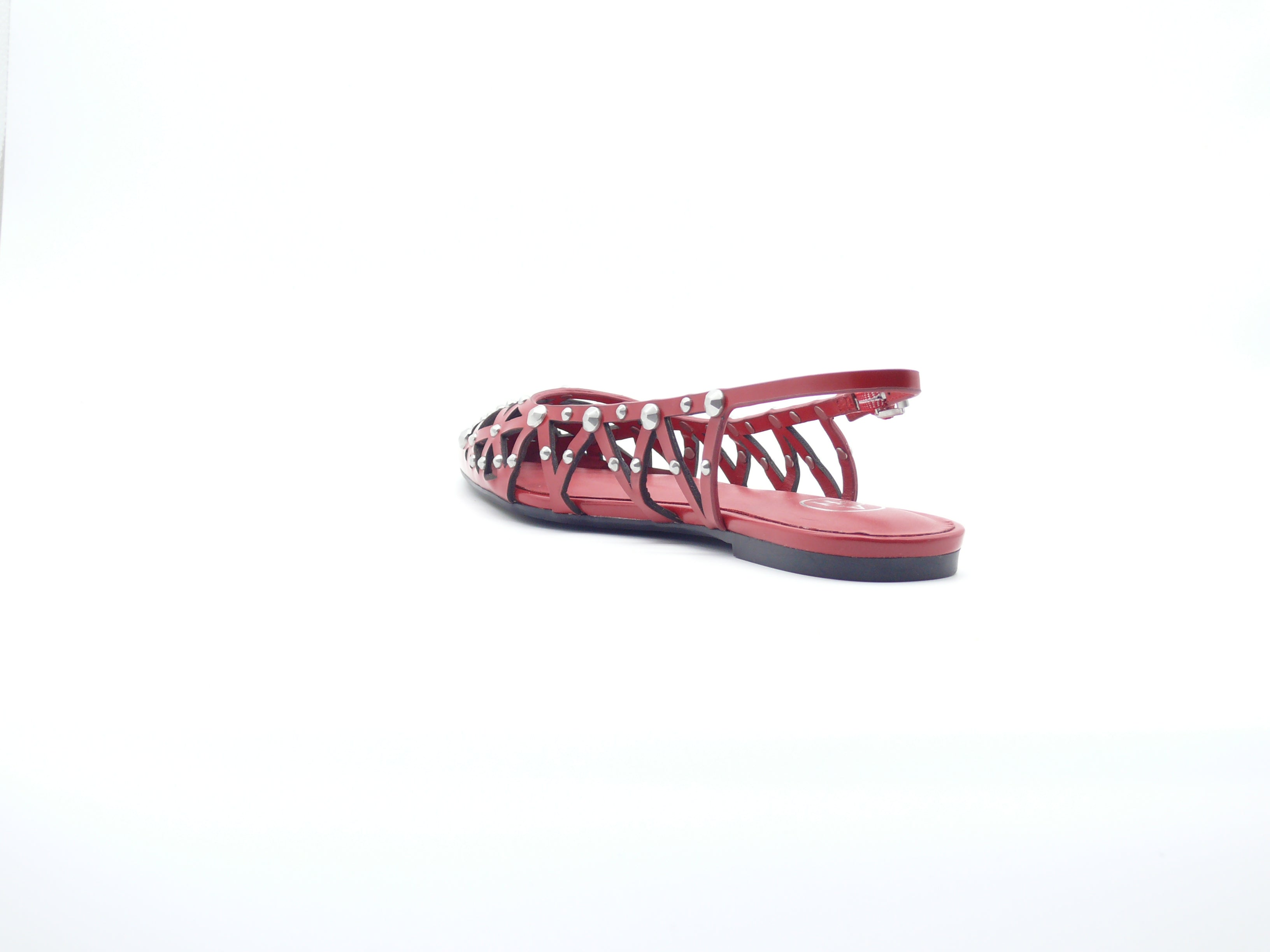 ASH Bazaar Aura Rouge – Sandales plates slingback en cuir à clous Femme