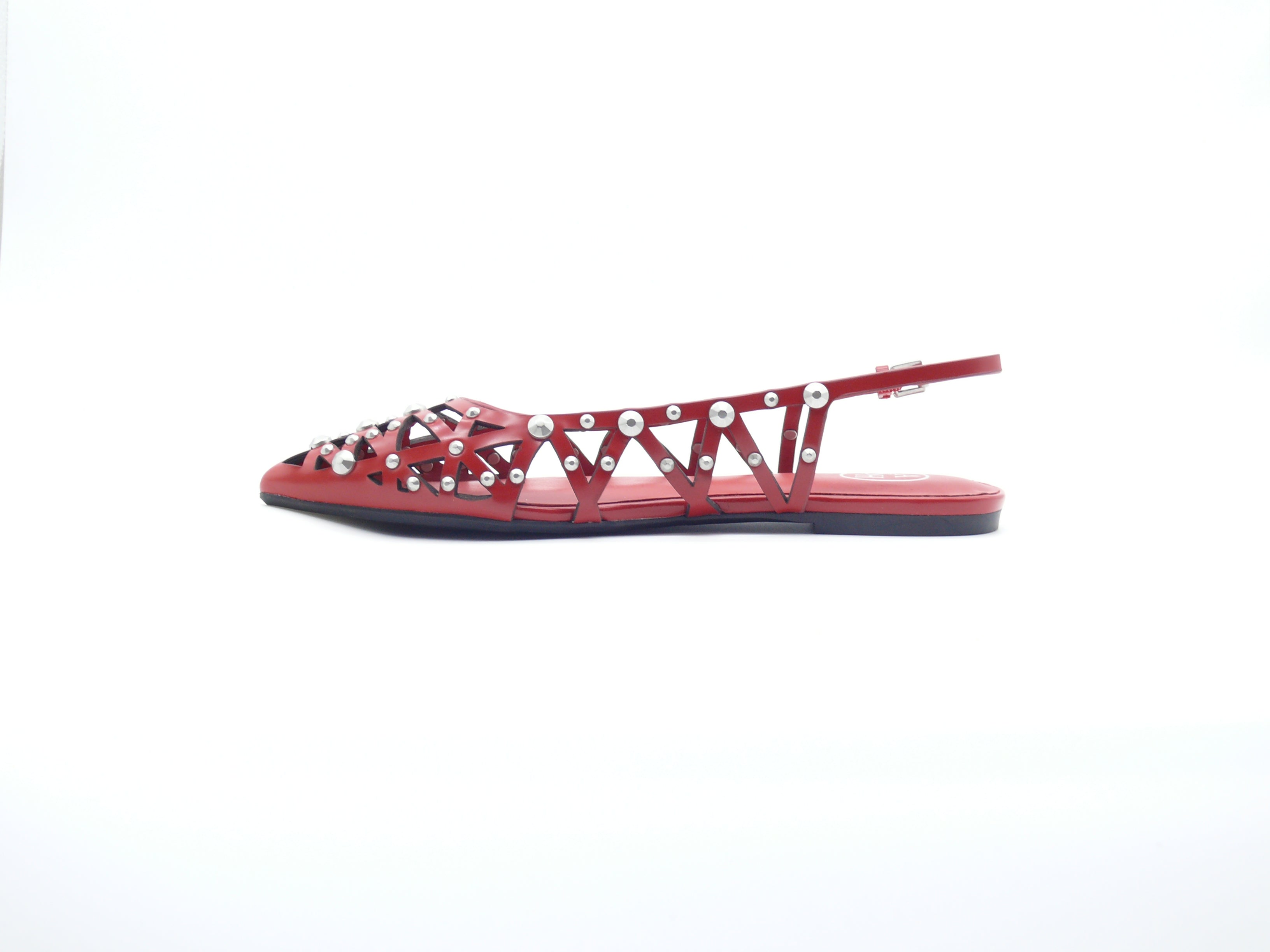 ASH Bazaar Aura Rouge – Sandales plates slingback en cuir à clous Femme