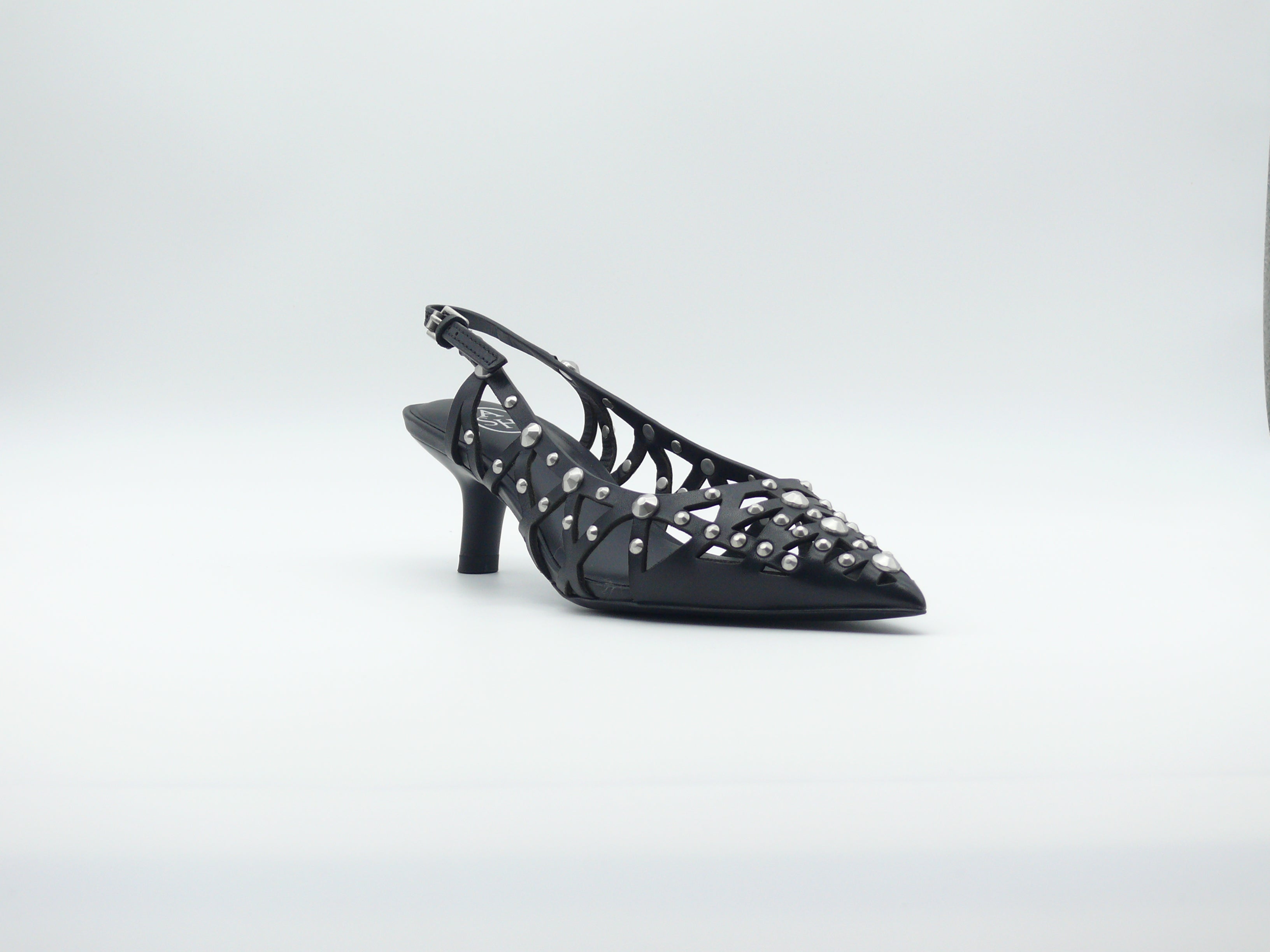 ASH Bizarre Escarpins Slingback Cuir Noir Clouté