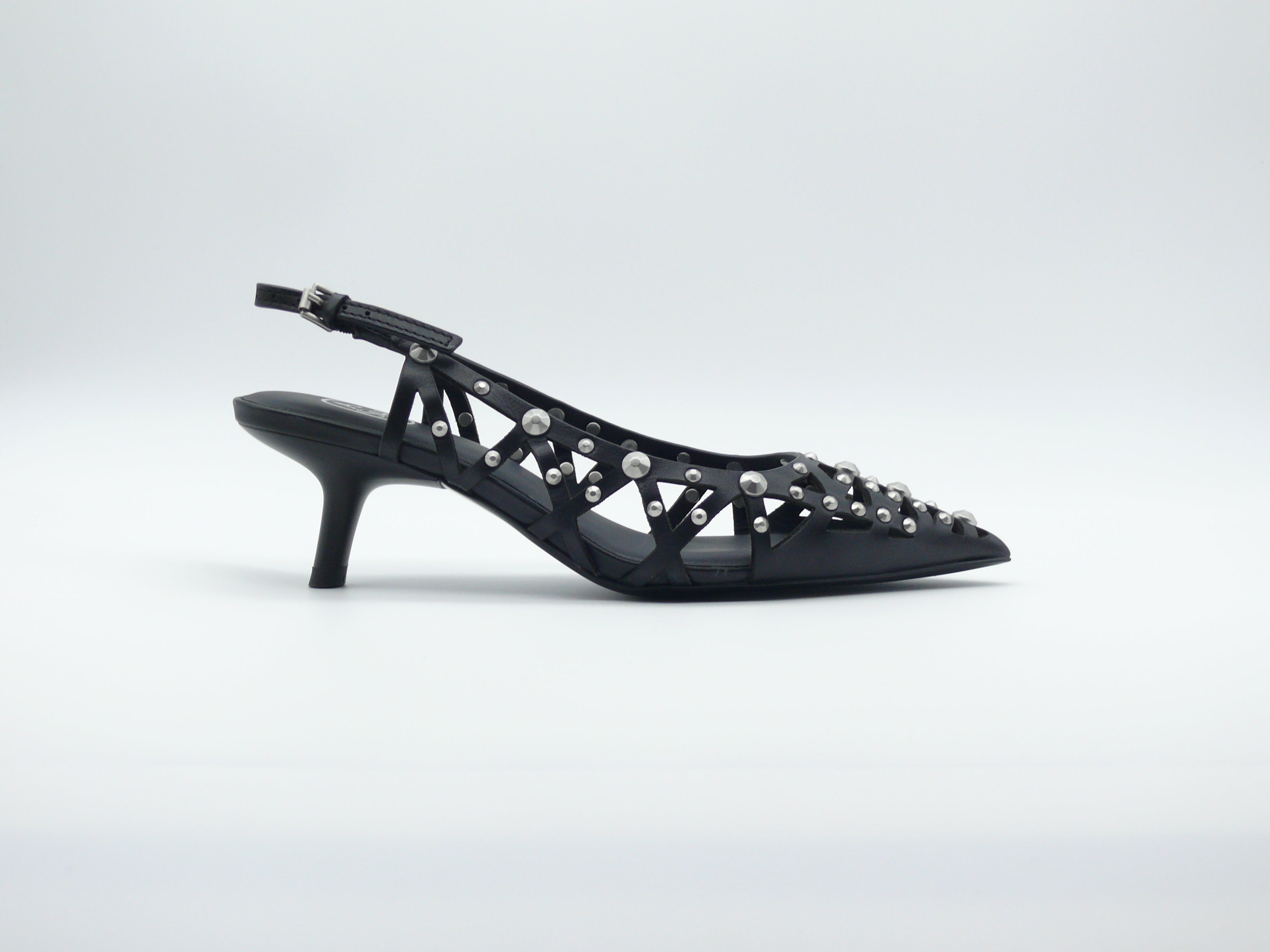 ASH Bizarre Escarpins Slingback Cuir Noir Clouté