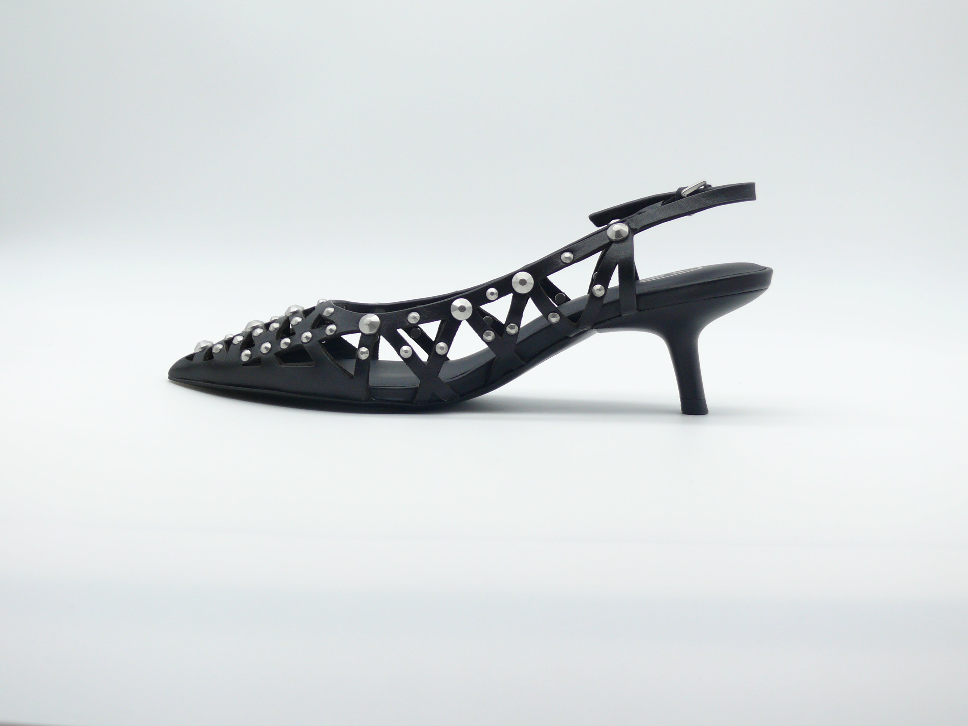 ASH Bizarre Escarpins Slingback Cuir Noir Clouté