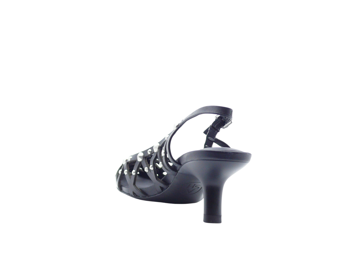 ASH Bizarre Escarpins Slingback Cuir Noir Clouté