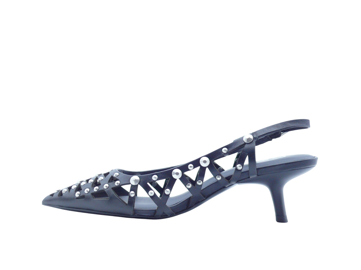 ASH Bizarre Escarpins Slingback Cuir Noir Clouté