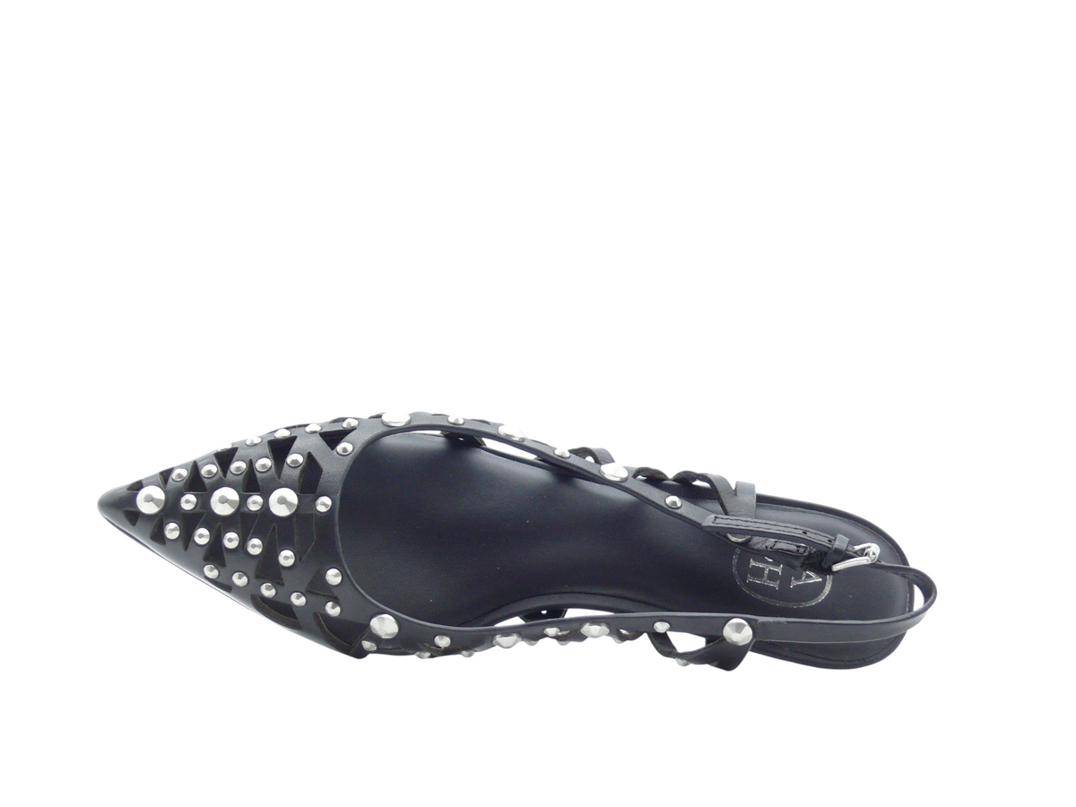 ASH Bizarre Escarpins Slingback Cuir Noir Clouté