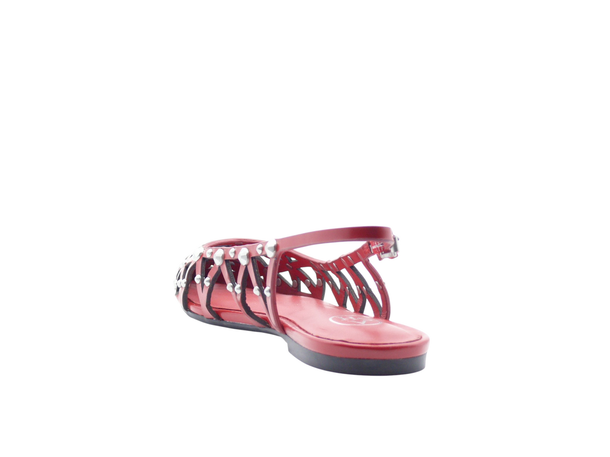 ASH Bazaar Aura Rouge – Sandales plates slingback en cuir à clous Femme