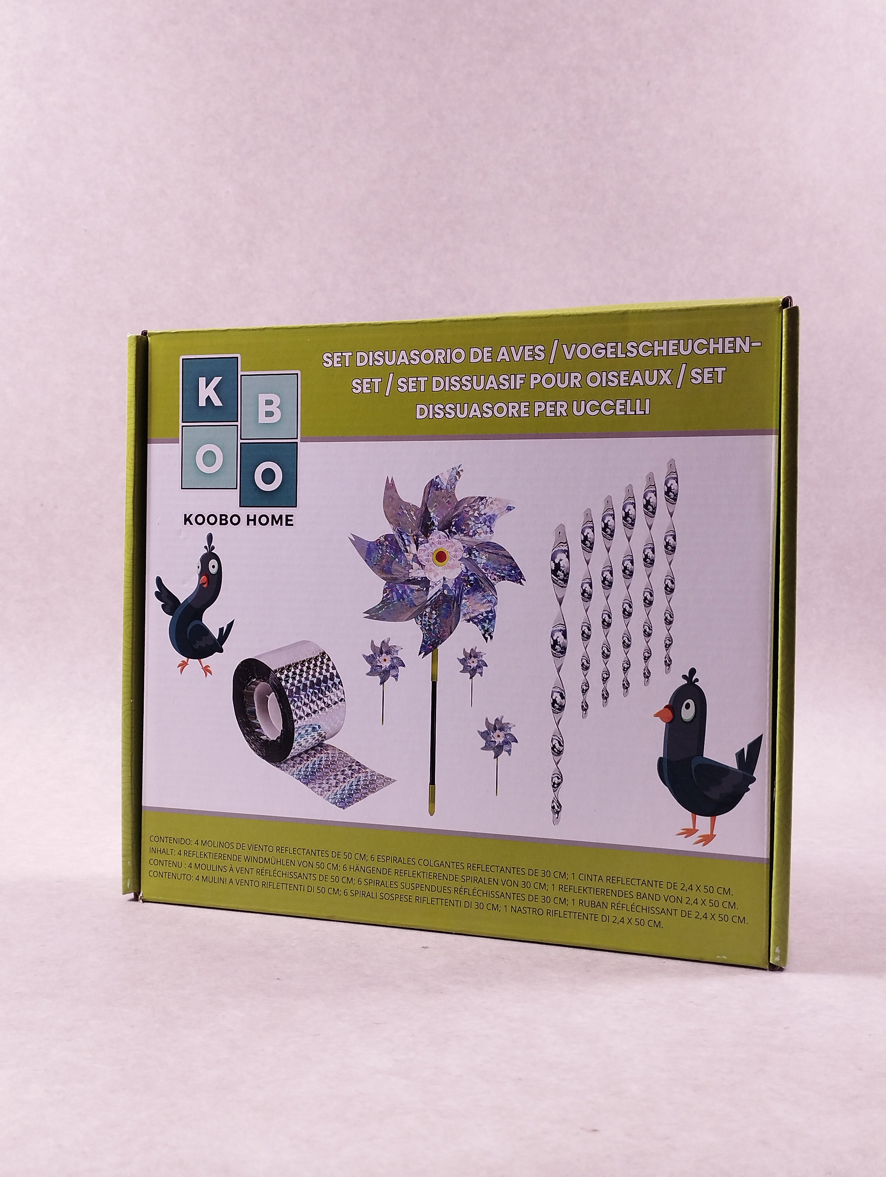 Lot de 3 kits dissuasion oiseaux Koobo Home moulins et spirales