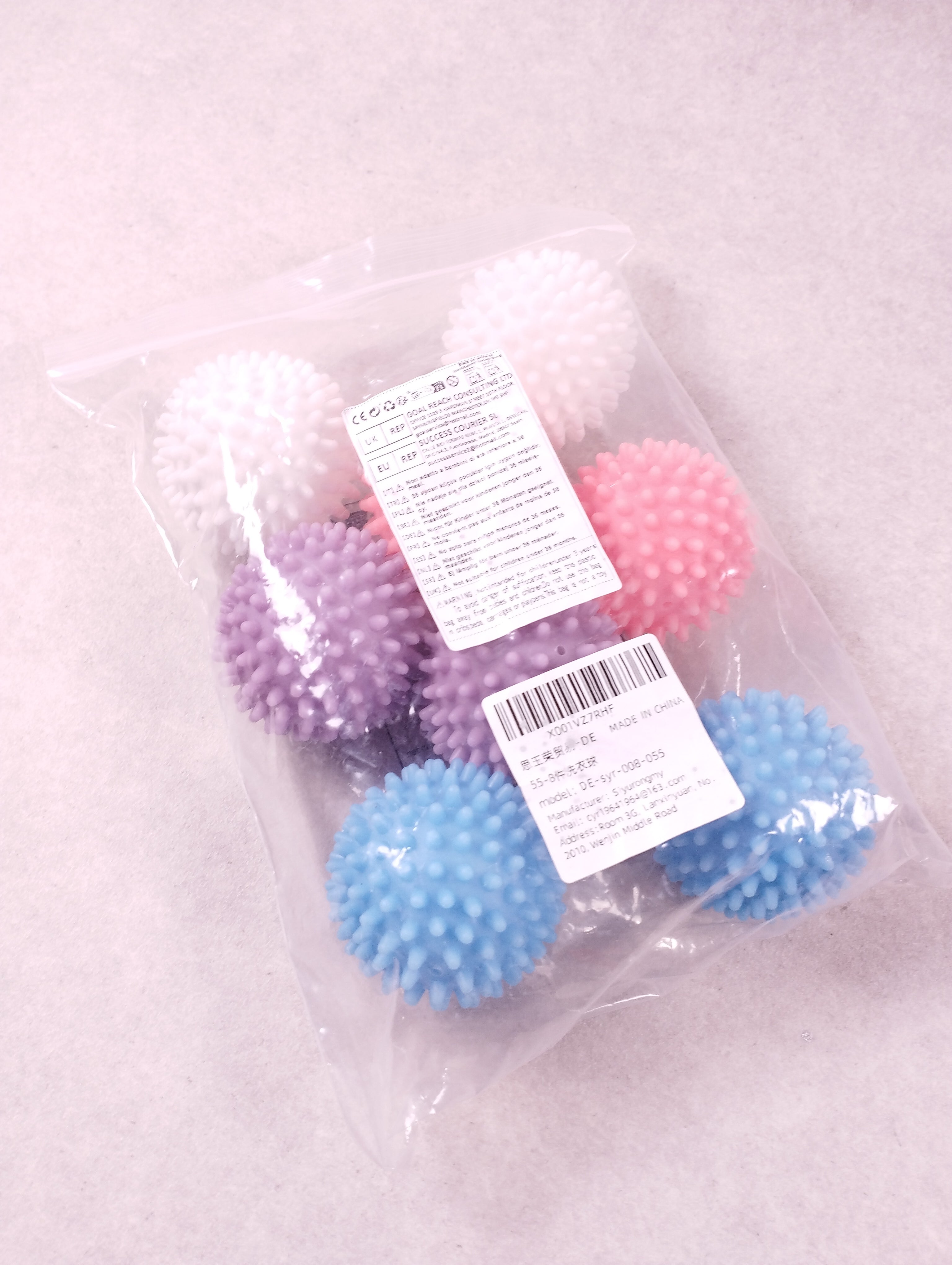 Lot de 6 balles de lavage pour machine 60 mm multicolores
