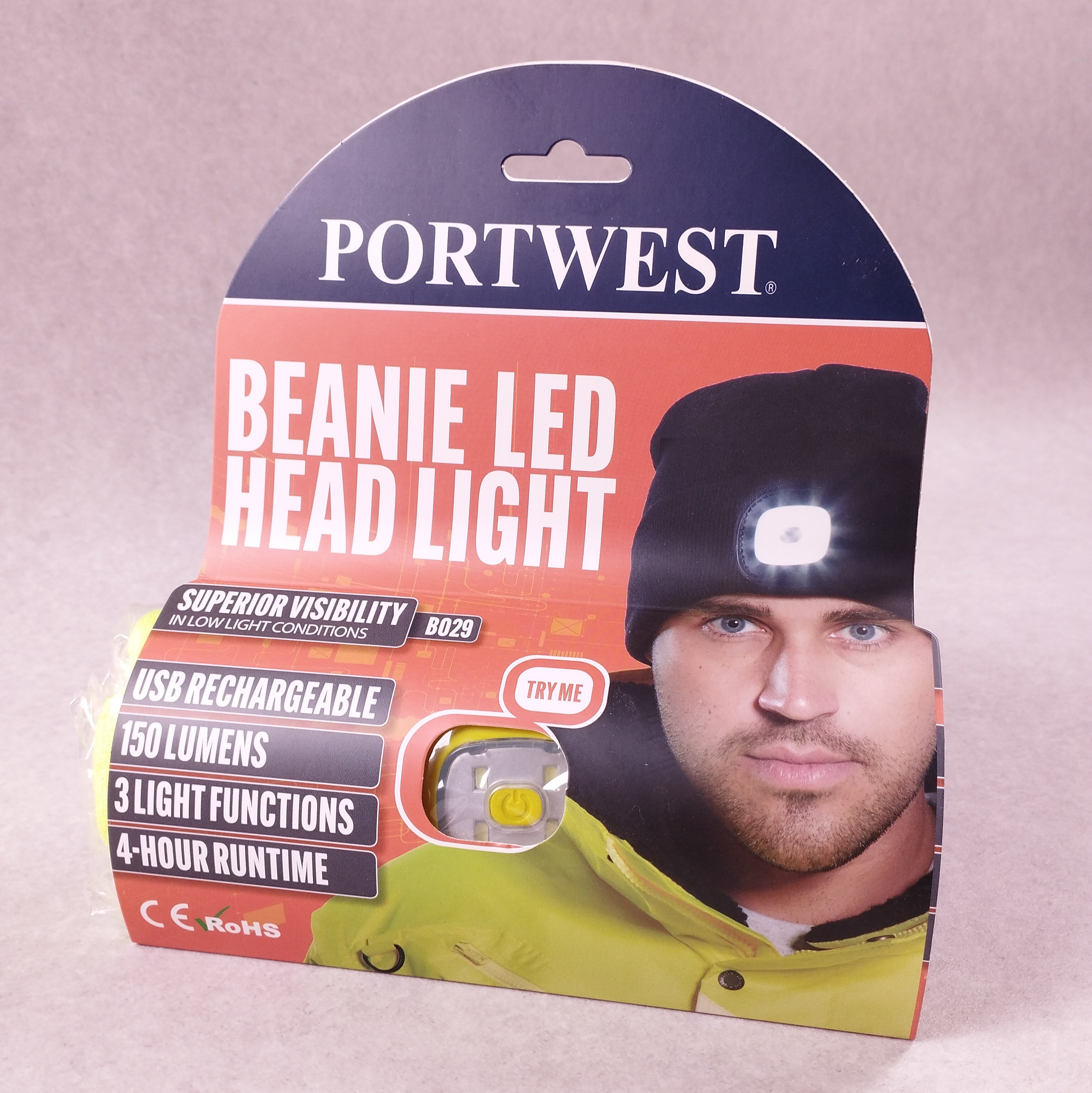 Bonnet LED mixte Portwest B029 jaune fluo taille unique