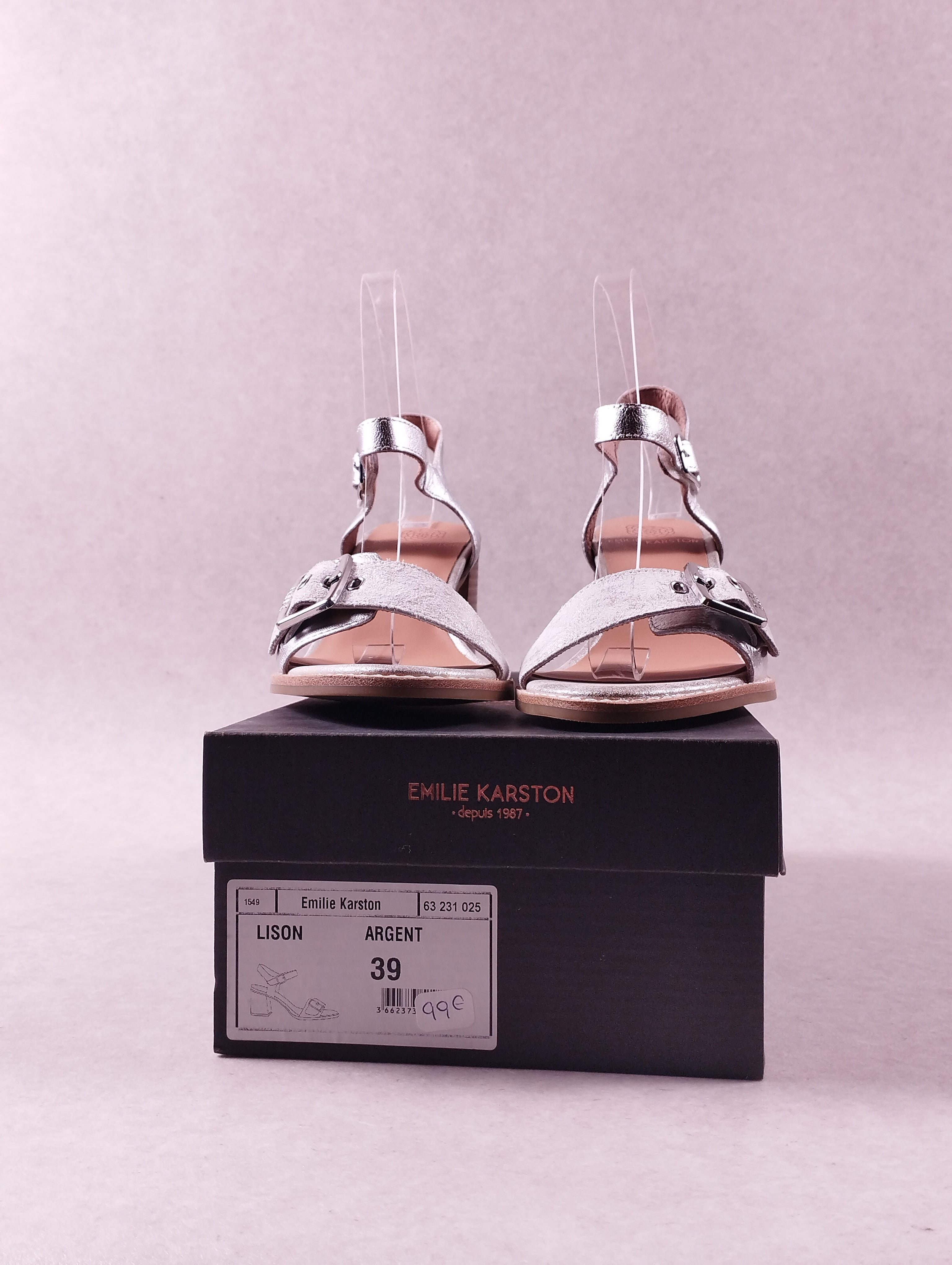 Sandales femme Emilie Karston Lison argent 39
