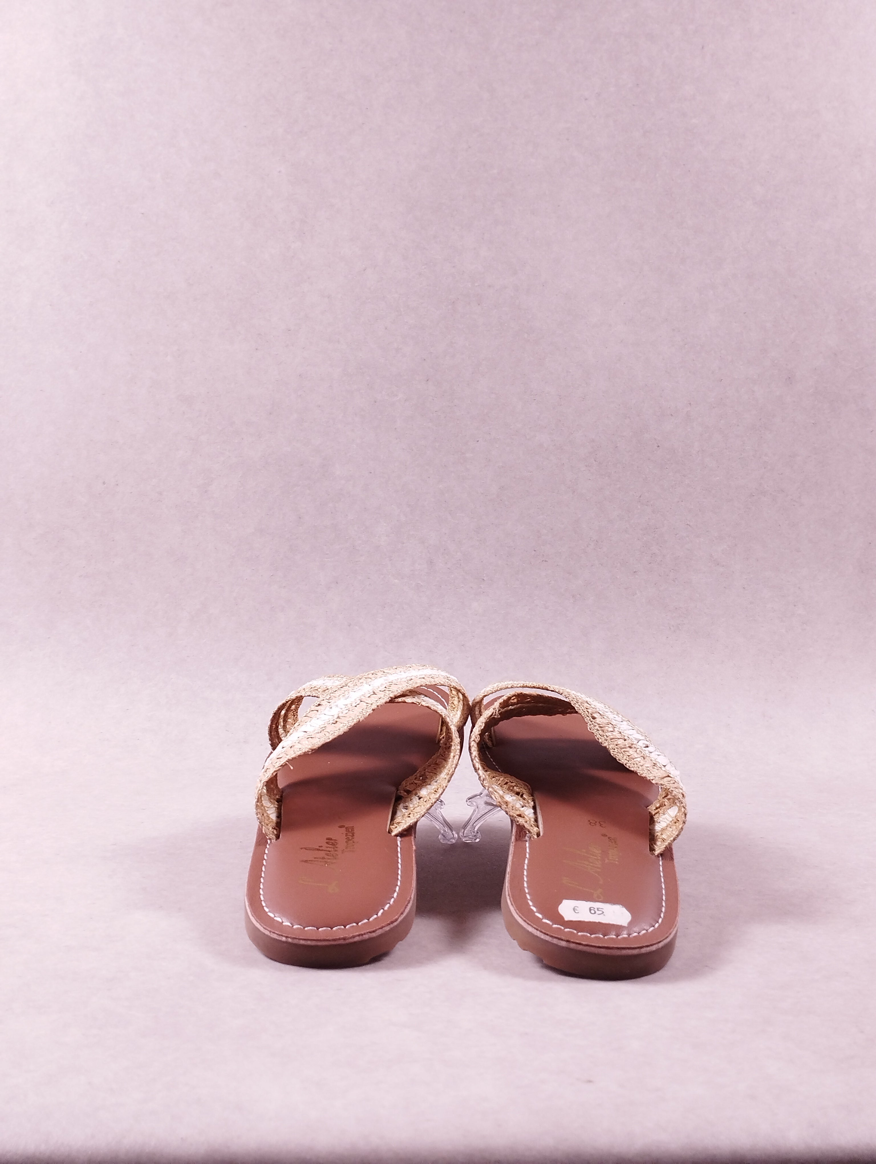 Mules femme L’Atelier Tropézien SH 408 rafia white multi Pointure 38