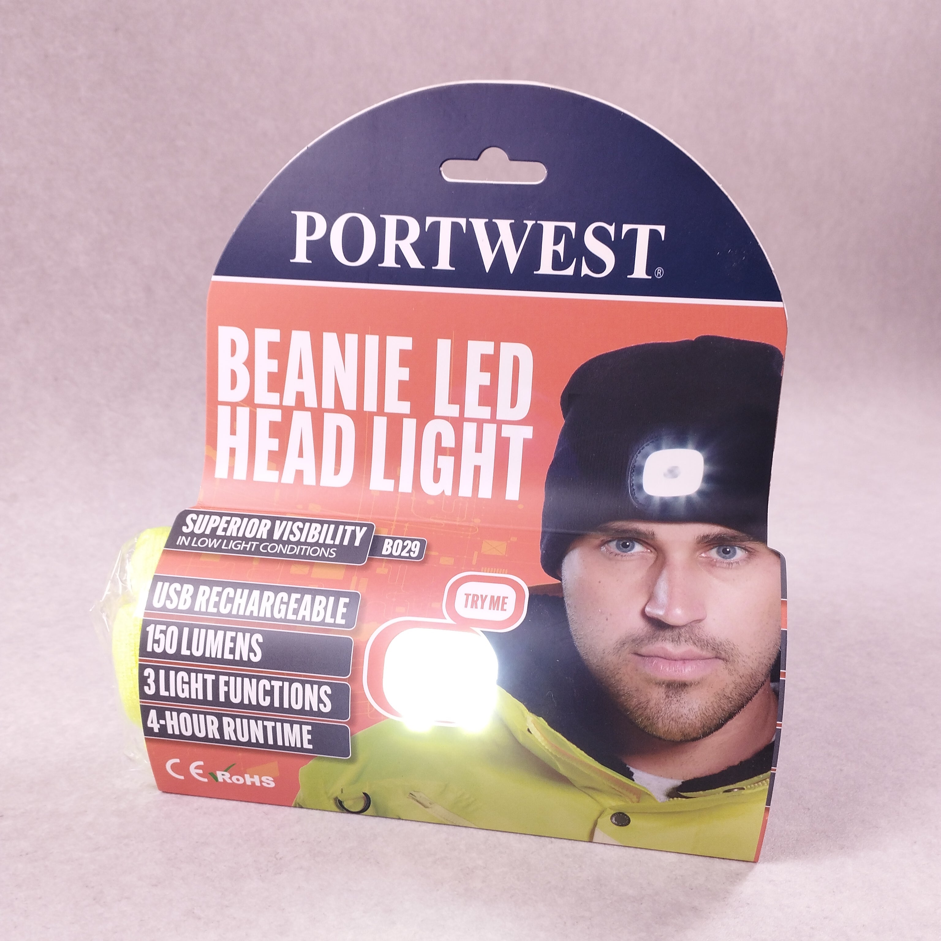 Bonnet LED mixte Portwest B029 jaune fluo taille unique