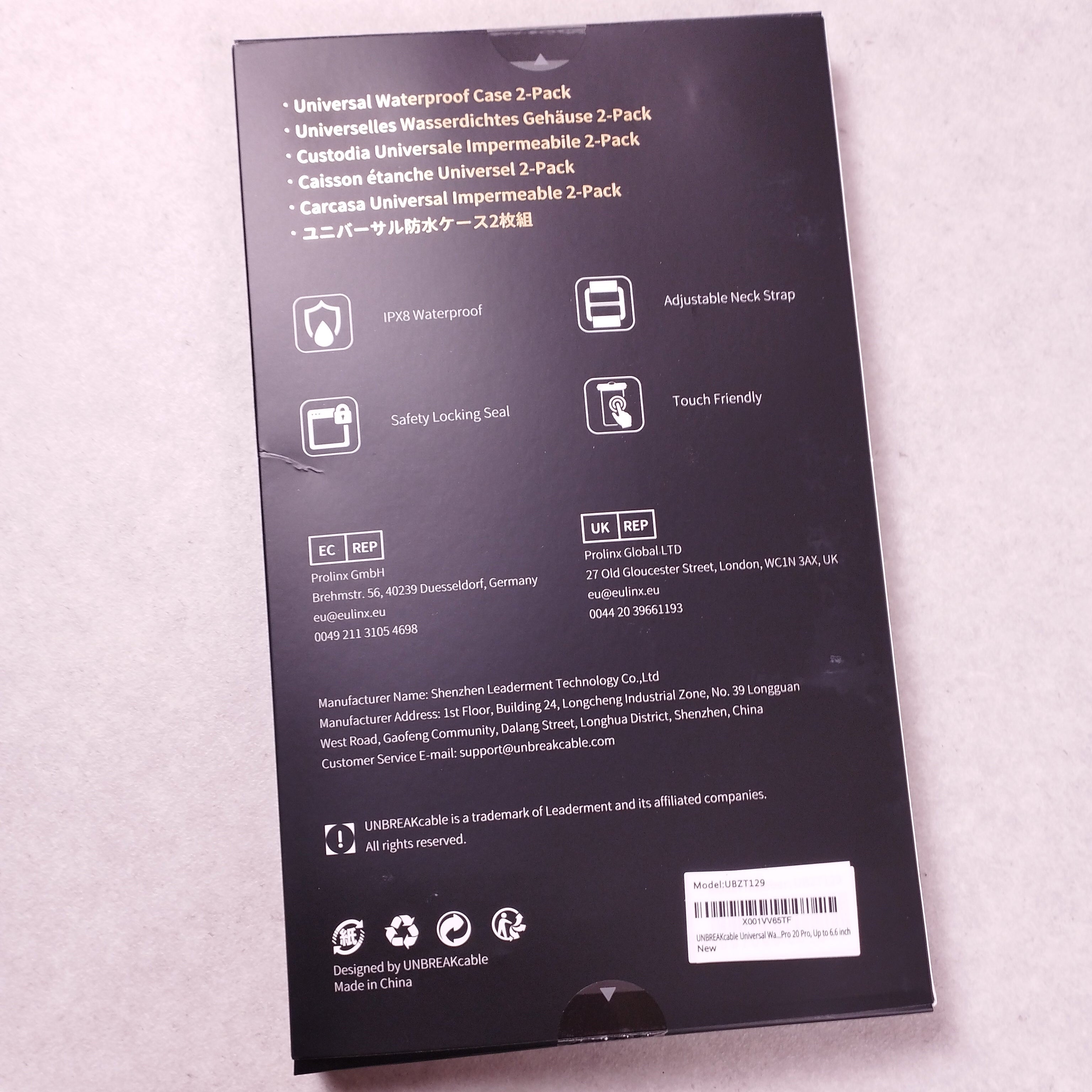 Lot de 2 étuis étanches smartphone UNBREAKcable transparents jusqu’à 7 pouces