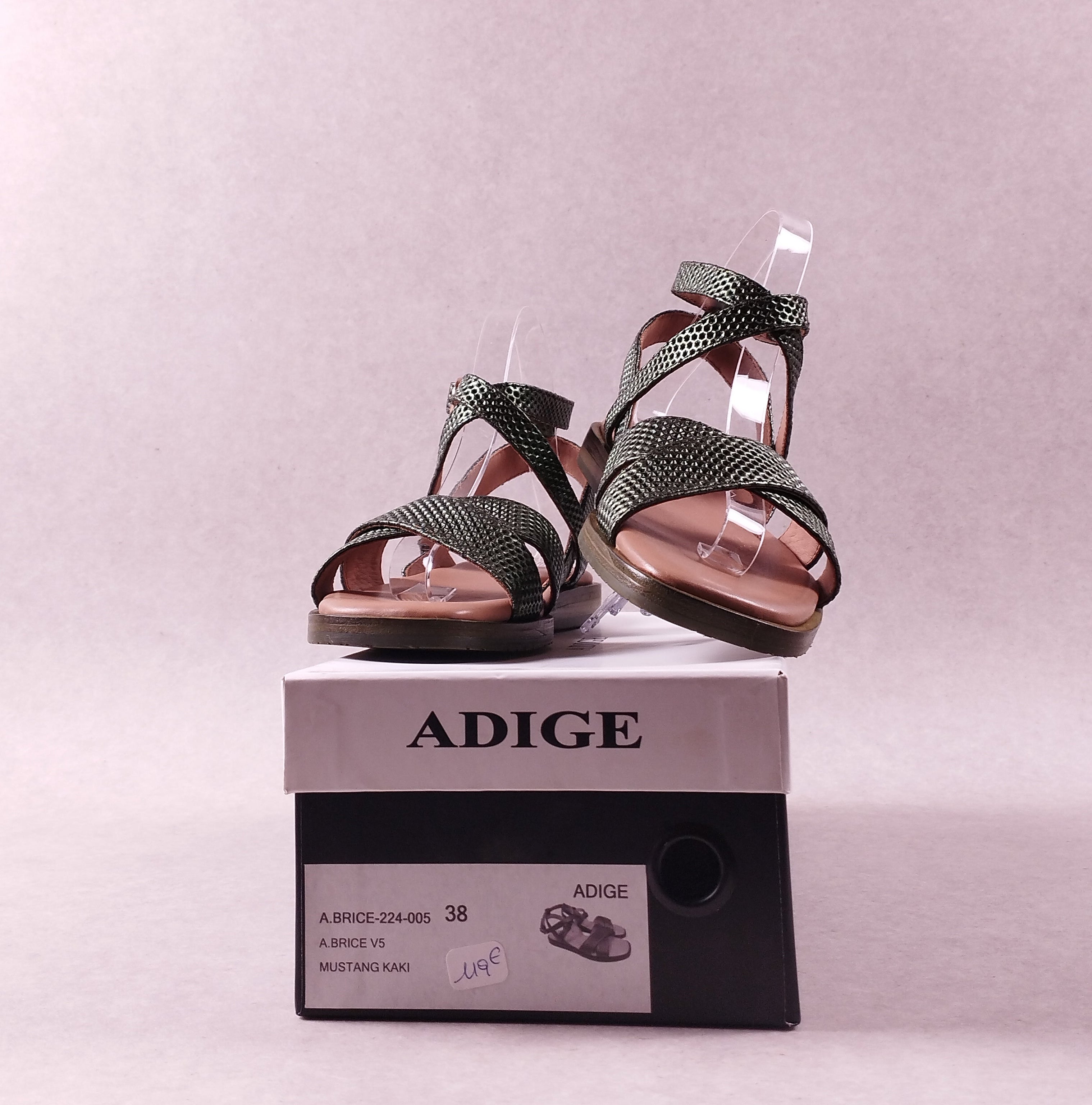 Sandales femme Adige A.BRICE V5 Mustang Kaki Pointure 38