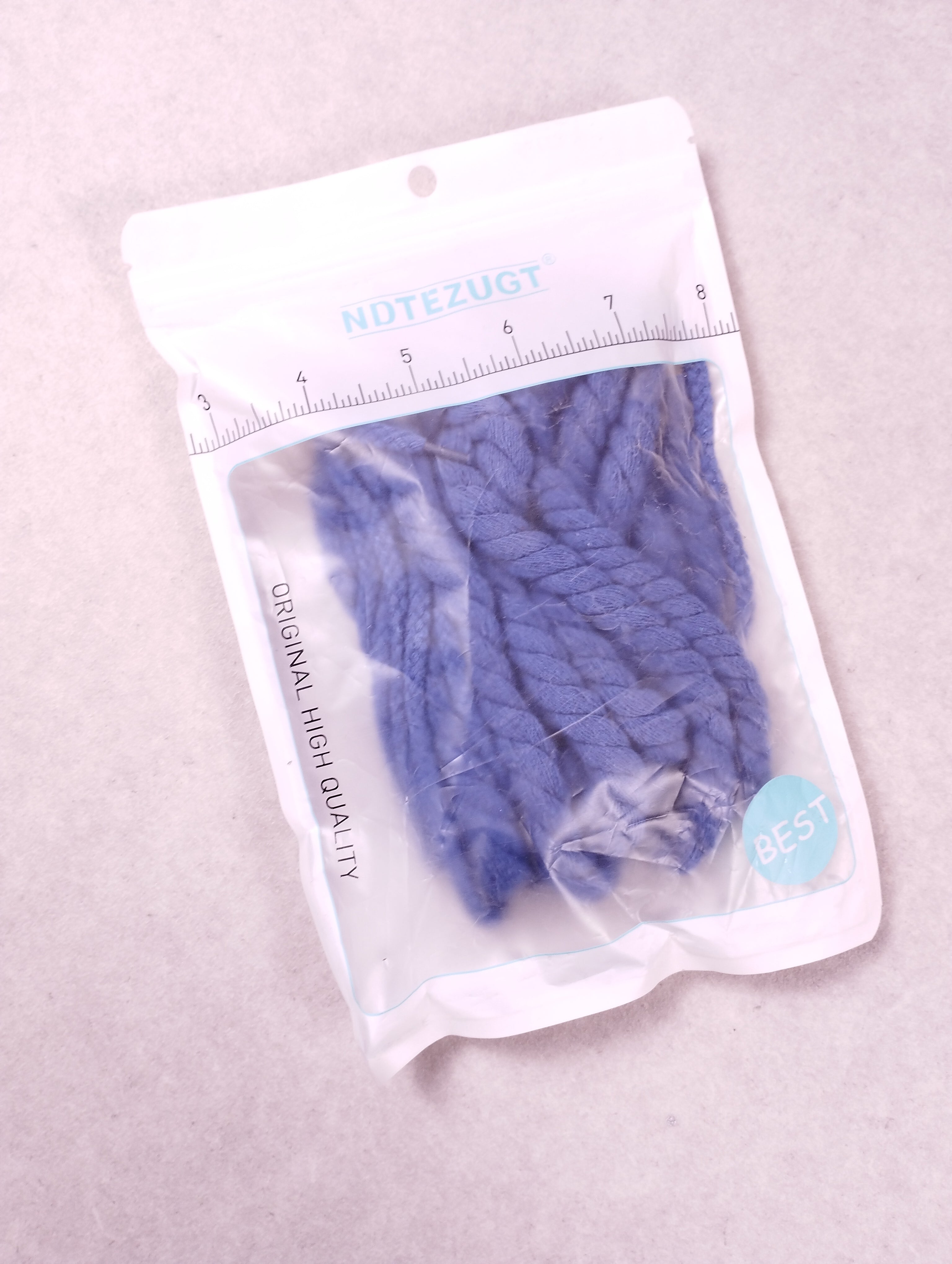 Lacets corde sneakers ronds chunky bleu 10 mm 120 cm