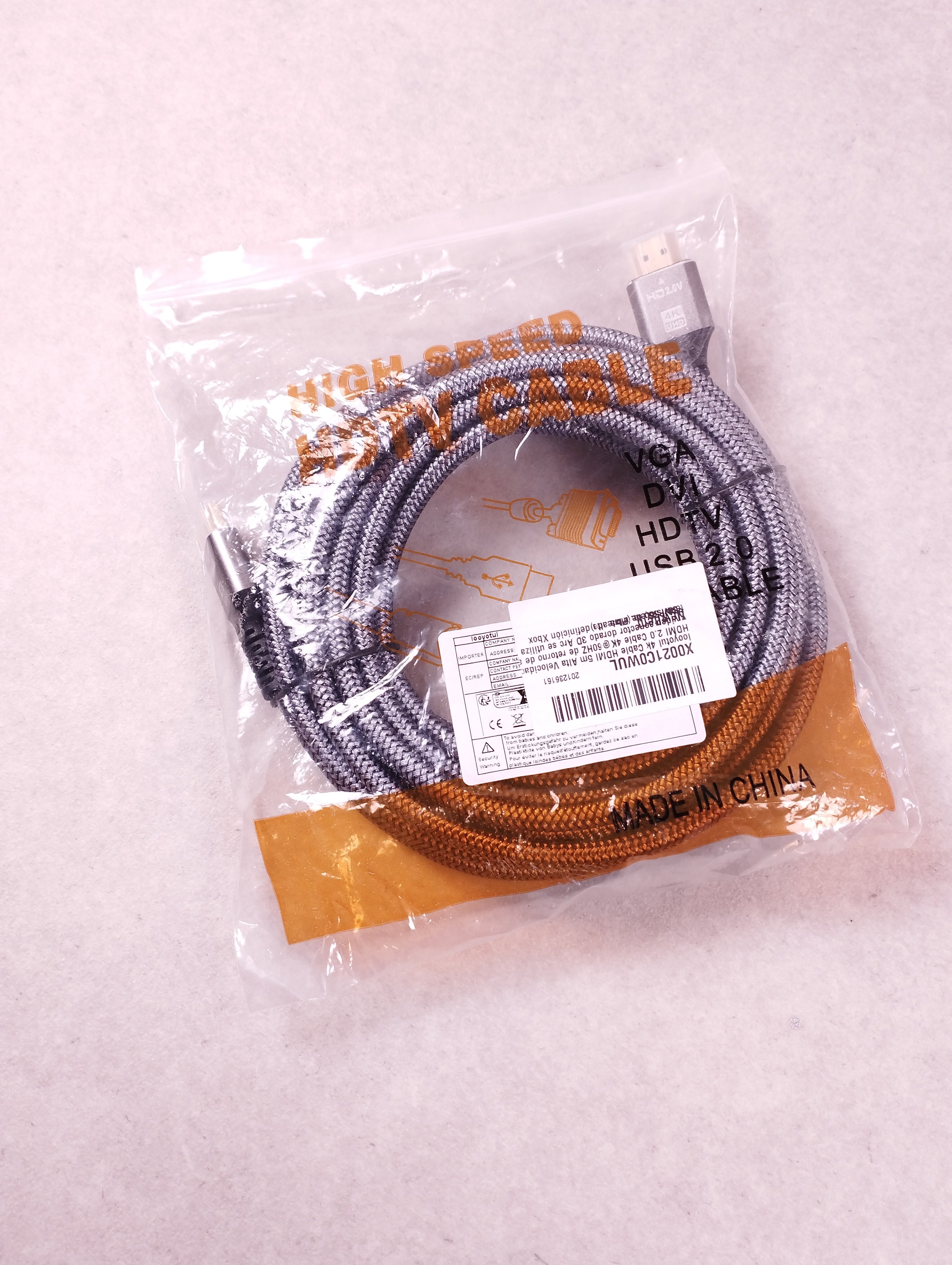 Câble HDMI 4K gris 5 m