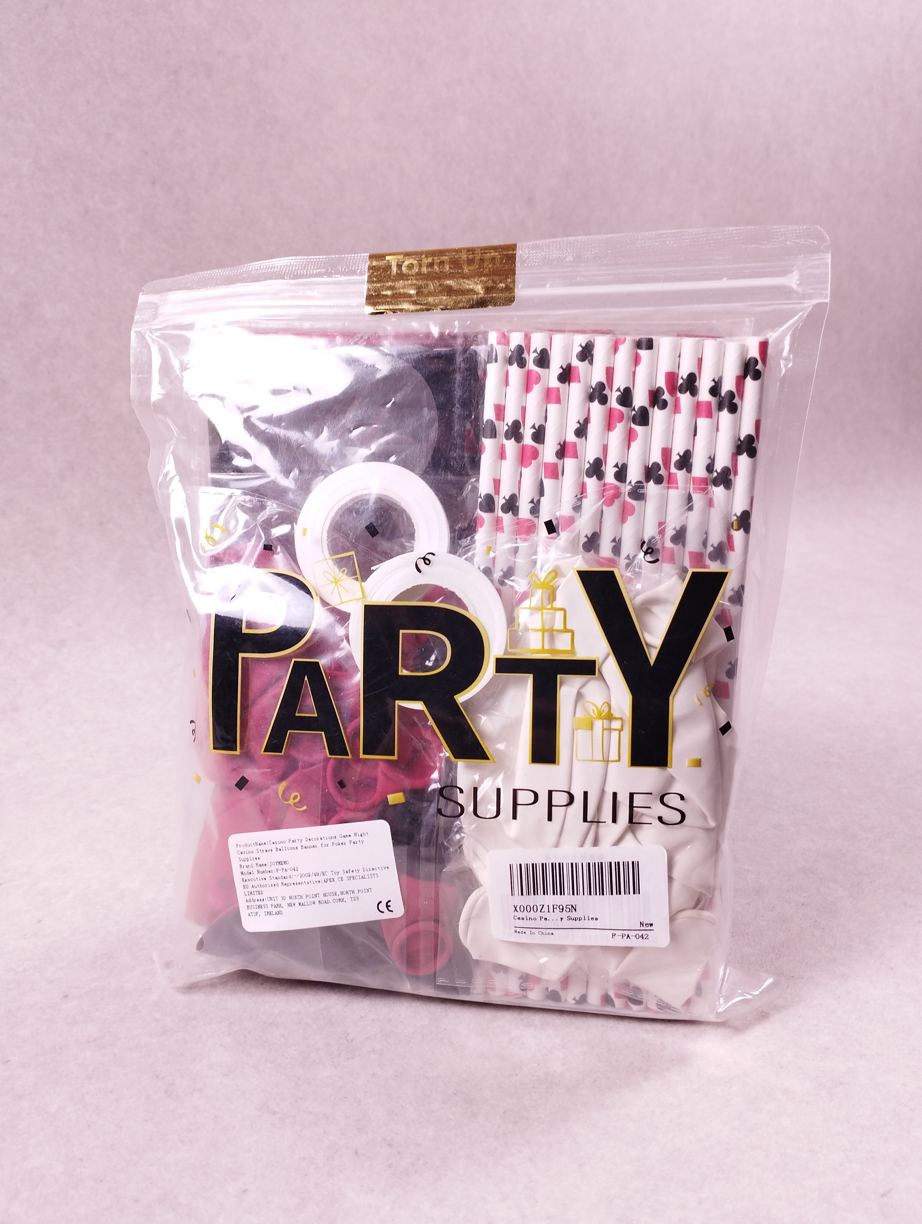 Kit décoration fête casino Party Supplies P-PA-042 rouge noir blanc