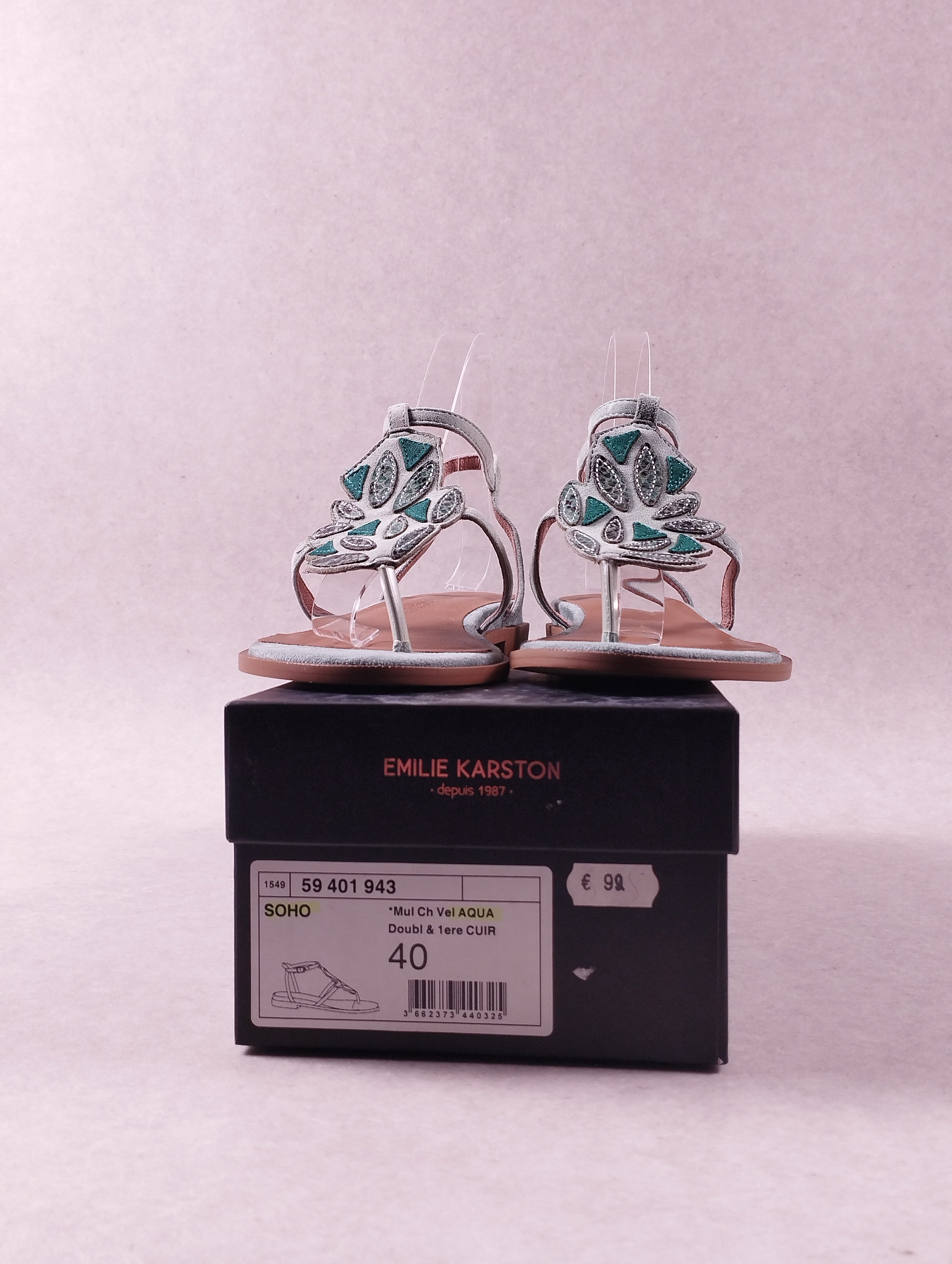Sandales femme Emilie Karston SOHO aqua 40