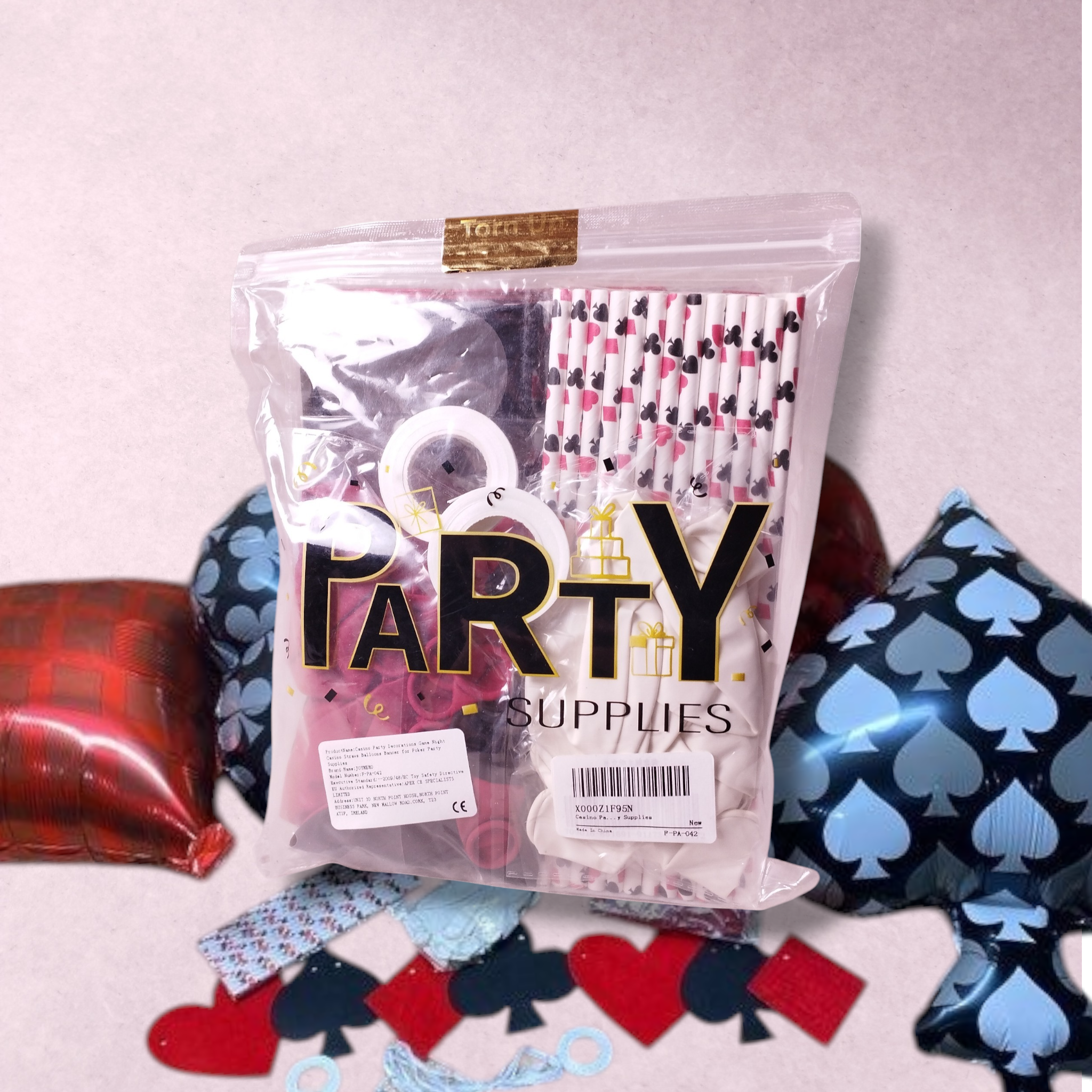 Kit décoration fête casino Party Supplies P-PA-042 rouge noir blanc