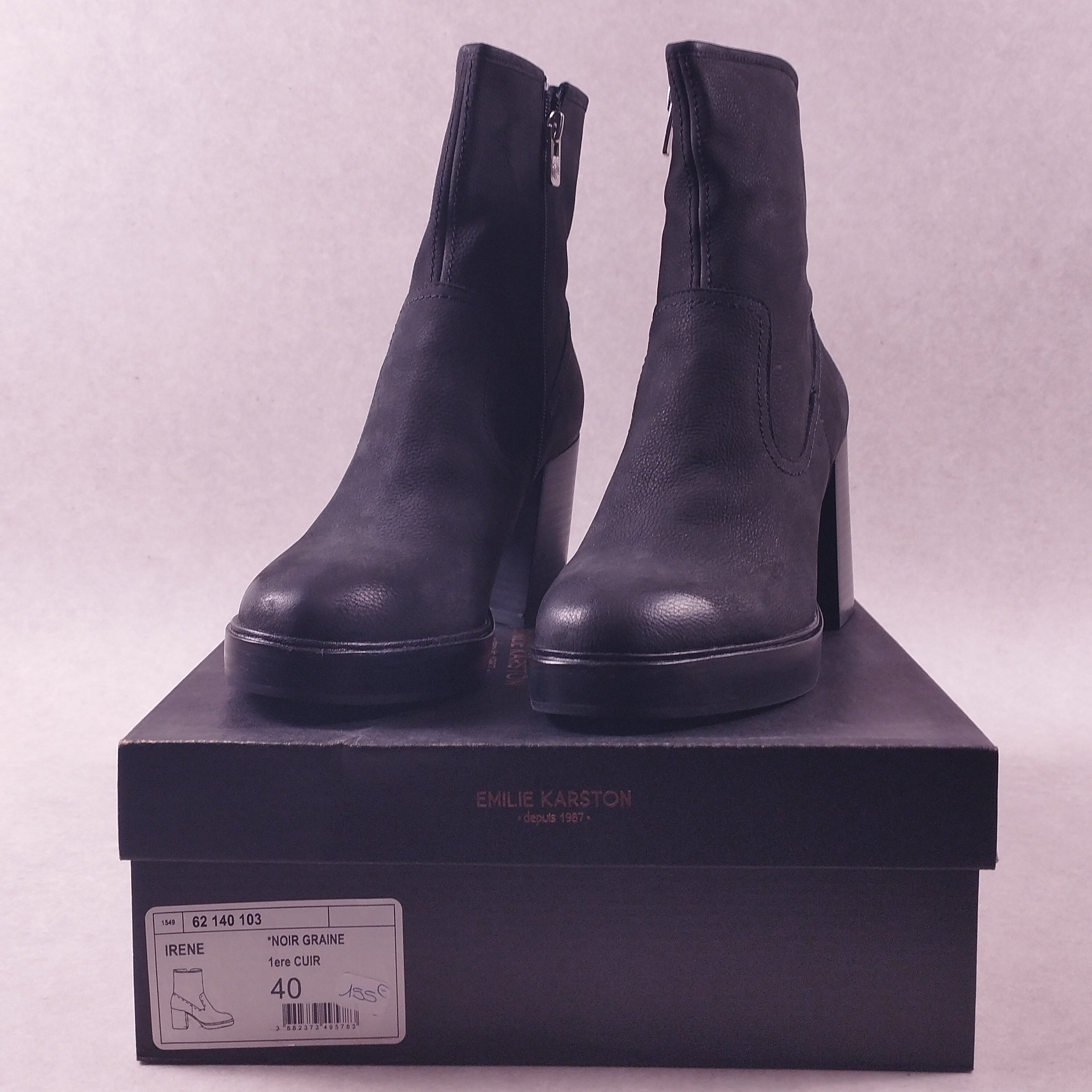 Boots femme Emilie Karston Irène noir grainé pointure 40