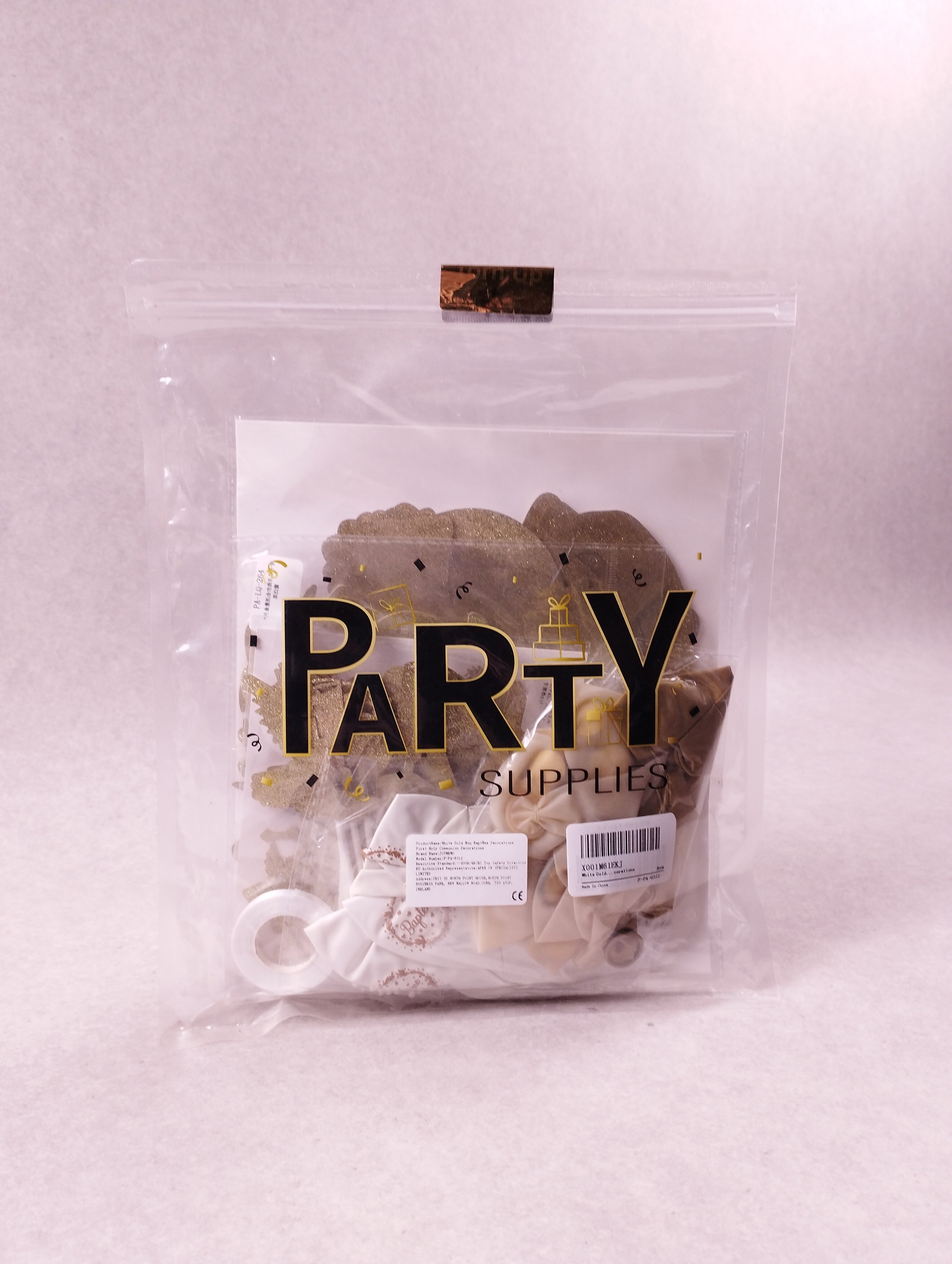 Kit décoration baptême blanc et or Mon Baptême