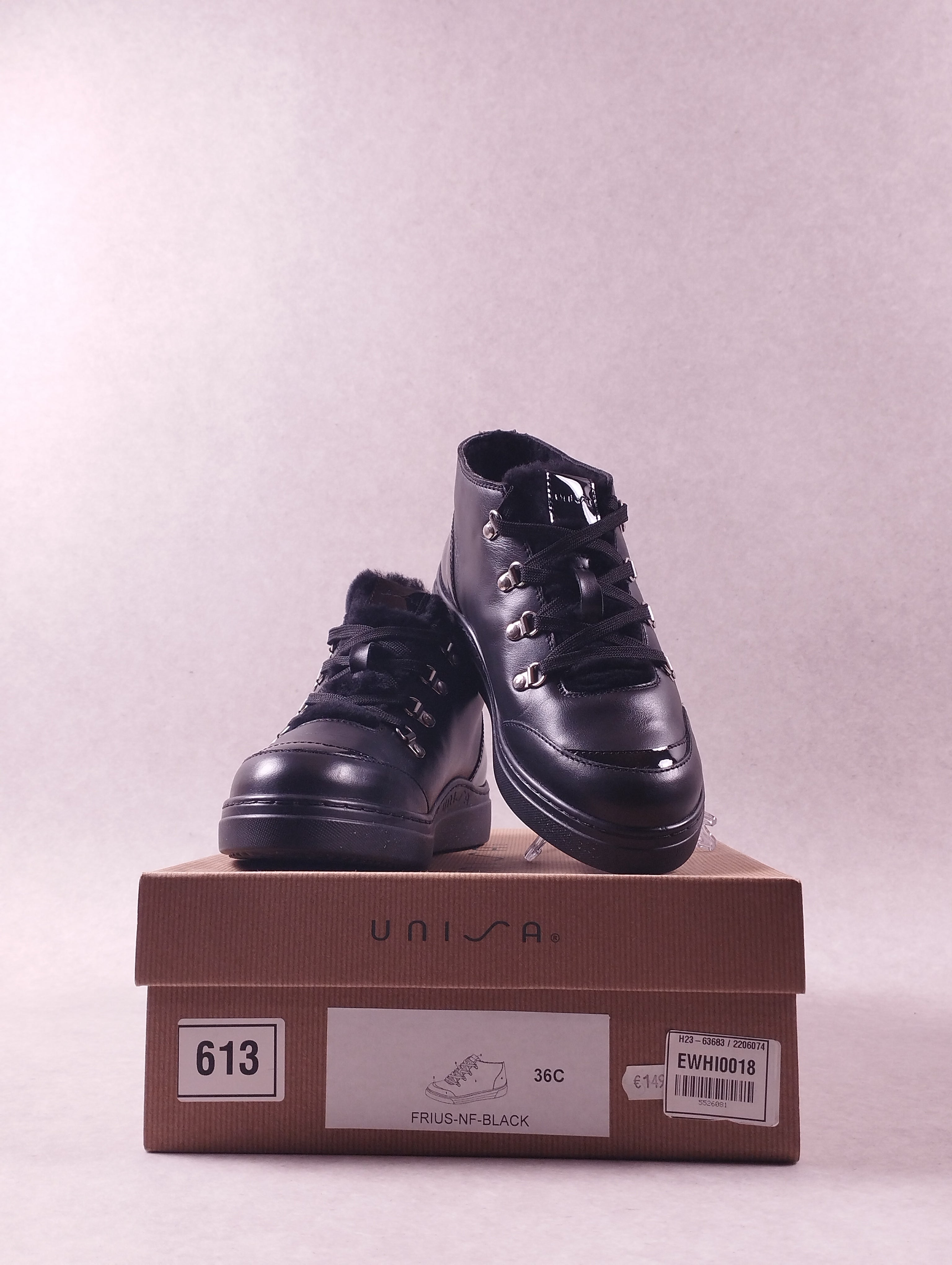 Chaussures montantes femme Unisa Frius-NF Black noir pointure 36
