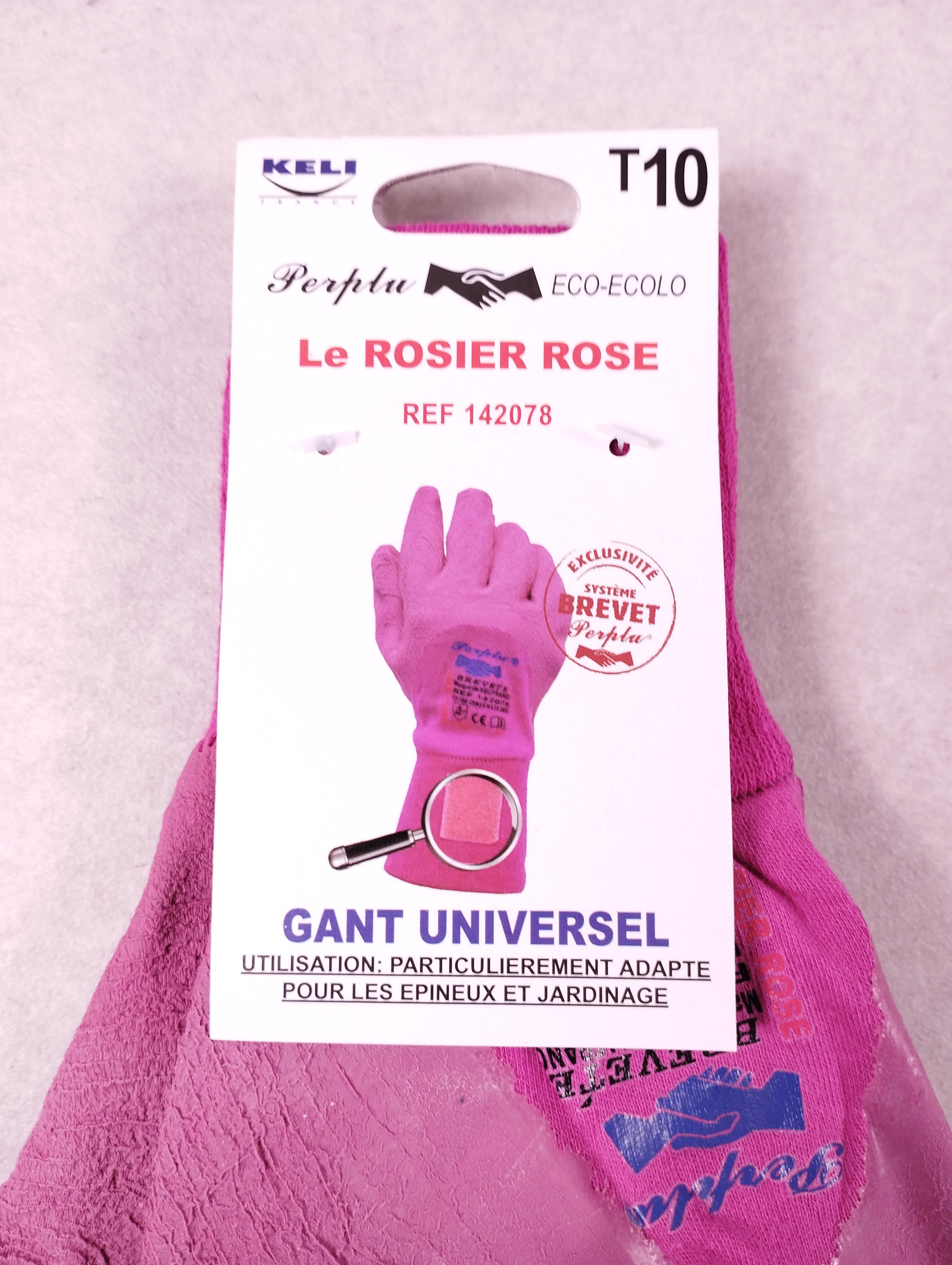 Lot de 8 paires de gants de jardin Keli Protect Perplu Le Rosier Rose T10