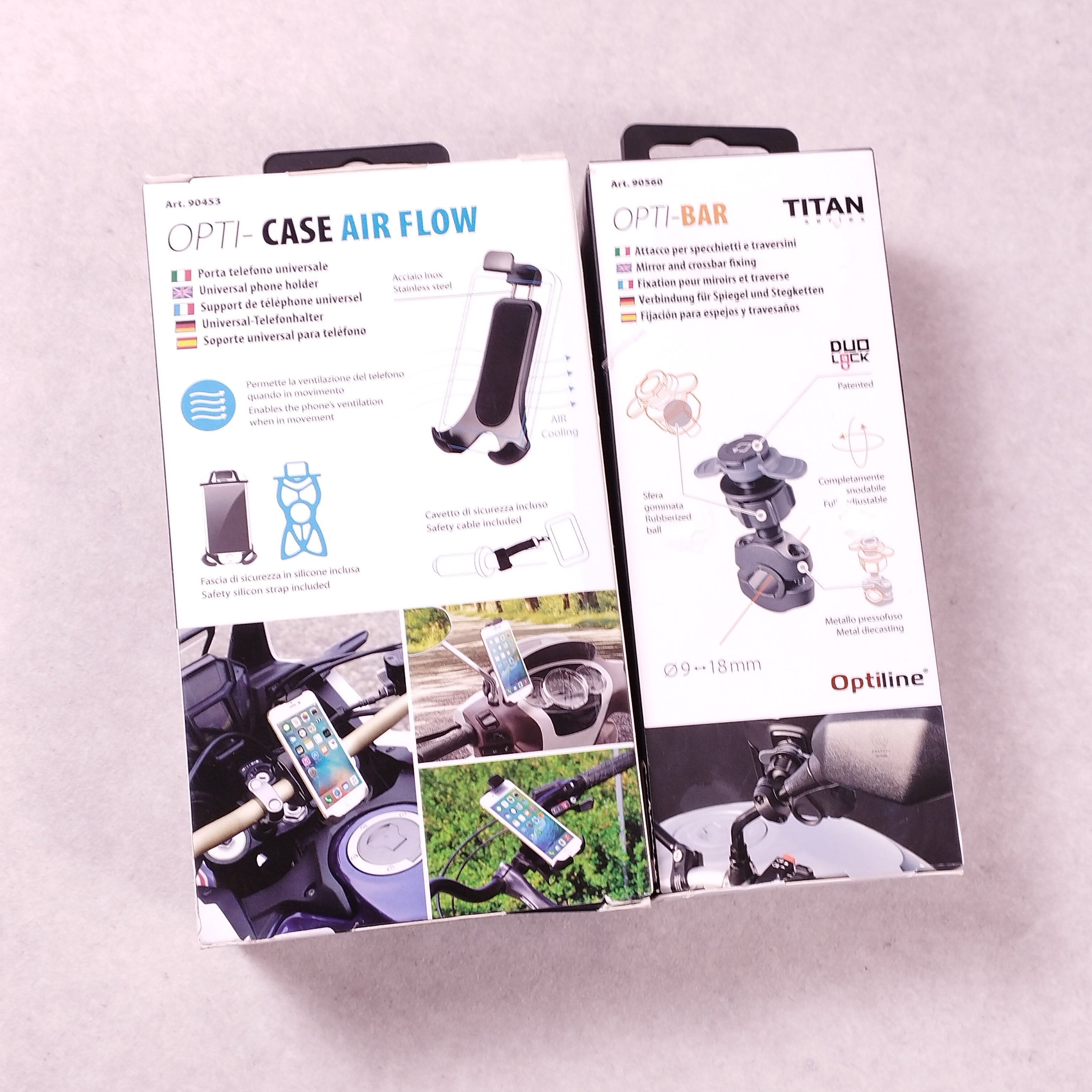 Kit support téléphone moto scooter vélo Optiline Opti-Case Air Flow + Opti-Bar 90453/90560