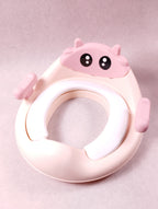Réducteur de toilette enfant avec marchepied rose & abricot