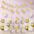 Kit décoration baptême blanc et or Mon Baptême